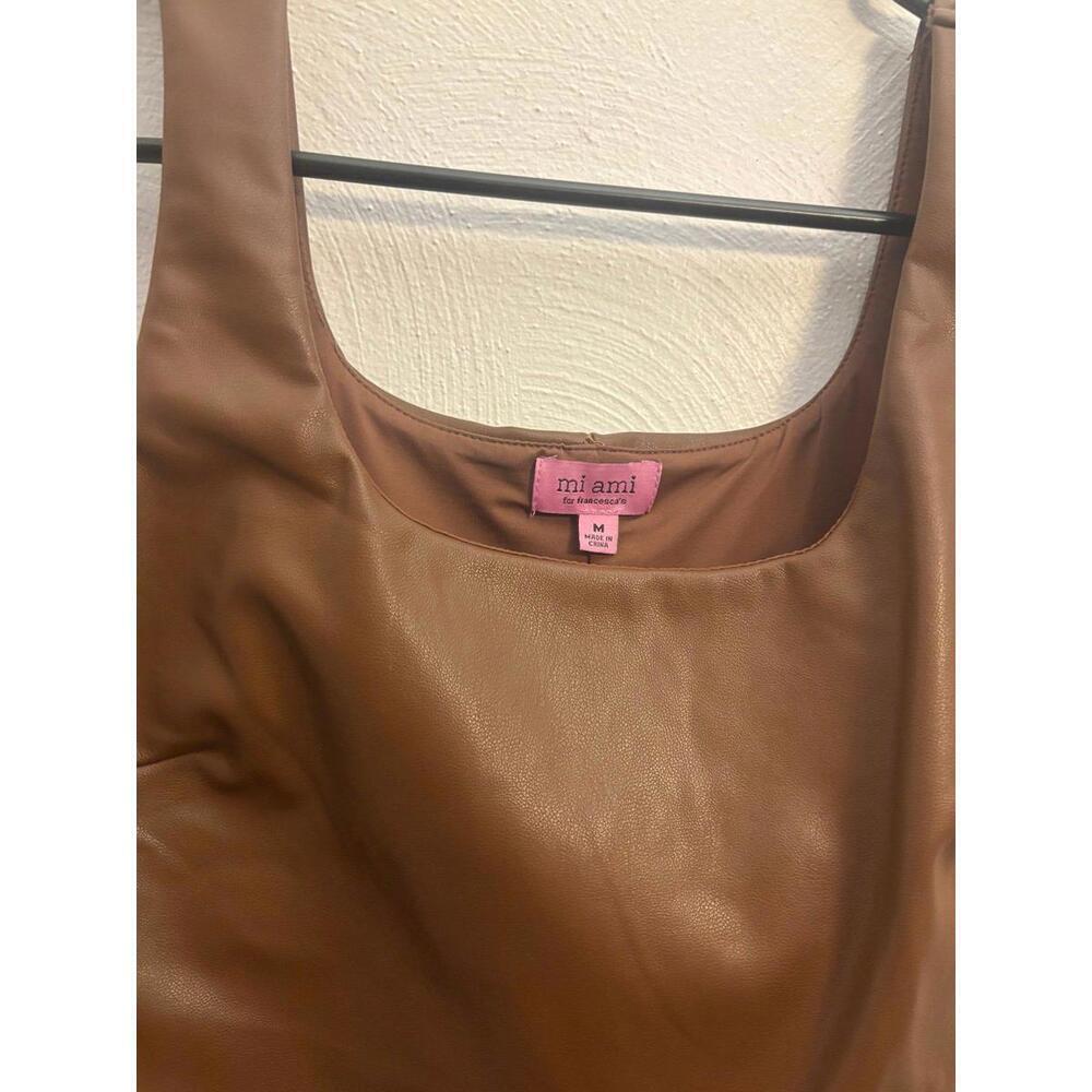 Francesca’s Faux Leather Bodysuit Size Medium - Picture 3 of 6